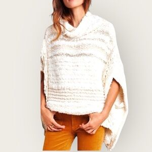 ANTHROPOLOGIE Marilyn Cozy Cream Knit Sweater Poncho M/L